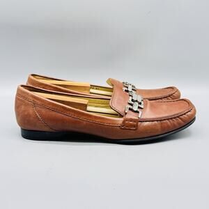 Cole Haan Shoes Womens 11 Brown Leather Driving Chain Bit Loafer Moc Toe Slip On